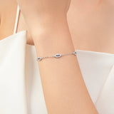 925 Silver Turquoise Eyes CZ Crystal Link Bracelet Women Jewelry