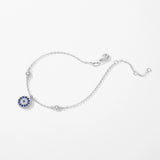 925 Silver Turquoise Eyes CZ Crystal Link Bracelet Women Jewelry