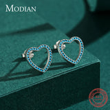 925 Silver Hearts Charm Turquoise Stud Earrings Wedding Jewelry