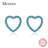 925 Silver Hearts Charm Turquoise Stud Earrings Wedding Jewelry