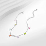 Colorful Zircon Bracelet 925 Silver Link Chain Women's Jewelry