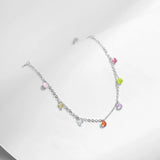 Colorful Zircon Bracelet 925 Silver Link Chain Women's Jewelry