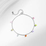Colorful Zircon Bracelet 925 Silver Link Chain Women's Jewelry