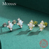 925 Sterling Silver Opal Stud Earrings Wedding Engagement Jewelry