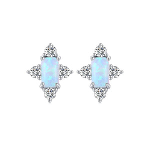 925 Sterling Silver Opal Stud Earrings Wedding Engagement Jewelry