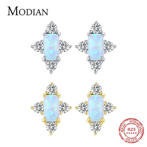 925 Sterling Silver Opal Stud Earrings Wedding Engagement Jewelry