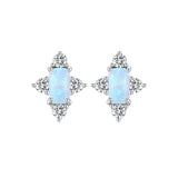 925 Sterling Silver Opal Stud Earrings Wedding Engagement Jewelry