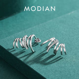925 Silver Geometric Line Earrings with Zirconia Wave Studs