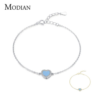 925 Sterling Silver Heart Turquoise Bracelet for Women Wedding