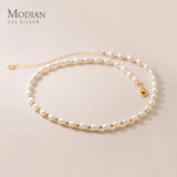 925 Sterling Silver Pearl Charm Necklace Short Chain Jewelry Wedding