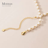 925 Sterling Silver Pearl Charm Necklace Short Chain Jewelry Wedding