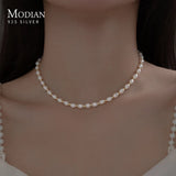 925 Sterling Silver Pearl Charm Necklace Short Chain Jewelry Wedding