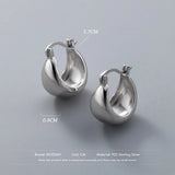 925 Silver Smooth Circle Hoop Earrings Platinum Plated Women Fine Jewelry