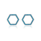 925 Silver Vintage Turquoise Geometric Stud Earrings for Women