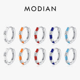 925 Silver Colorful Enamel Hoop Earrings Women's Fine Jewelry Gift