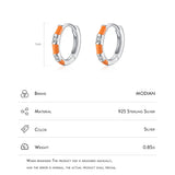 925 Silver Colorful Enamel Hoop Earrings Women's Fine Jewelry Gift
