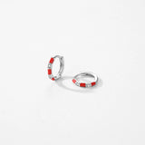 925 Silver Colorful Enamel Hoop Earrings Women's Fine Jewelry Gift