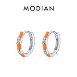 925 Silver Colorful Enamel Hoop Earrings Women's Fine Jewelry Gift