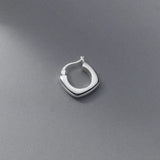 925 Silver Square Ear Buckle Hoop Earrings Women Jewelry Gift