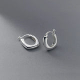 925 Silver Square Ear Buckle Hoop Earrings Women Jewelry Gift