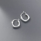 925 Silver Square Ear Buckle Hoop Earrings Women Jewelry Gift