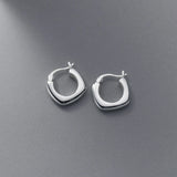 925 Silver Square Ear Buckle Hoop Earrings Women Jewelry Gift