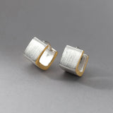 925 Sterling Silver Square Ear Buckle Hand-made Brushed Finish Silver