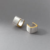 925 Sterling Silver Square Ear Buckle Hand-made Brushed Finish Silver