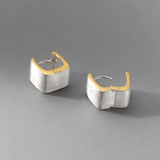 925 Sterling Silver Square Ear Buckle Hand-made Brushed Finish Silver