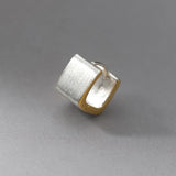 925 Sterling Silver Square Ear Buckle Hand-made Brushed Finish Silver
