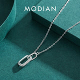 Clear CZ Necklace 925 Silver Chain Romantic Lock Sparkling Fine Jewelry