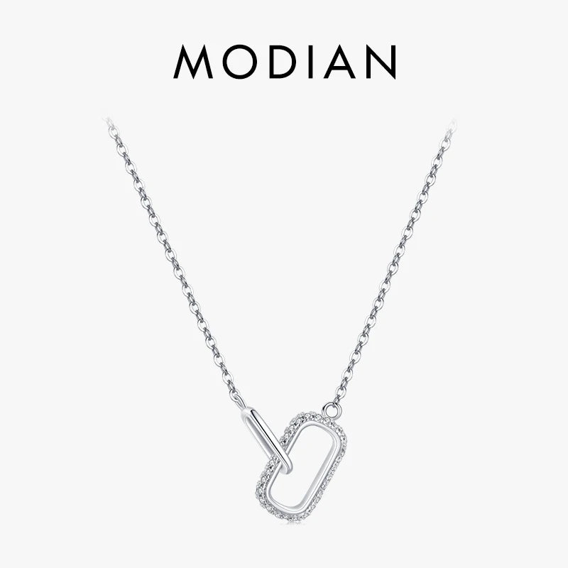 Clear CZ Necklace 925 Silver Chain Romantic Lock Sparkling Fine Jewelry