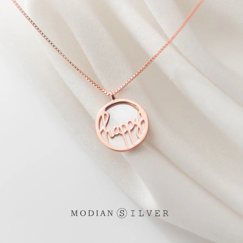 Round Shape Pendant Necklace for Women 925 Sterling Silver Fine Jewelry