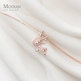 Zircon Elk Pendant Necklace 925 Silver Gift
