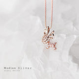 Zircon Elk Pendant Necklace 925 Silver Gift