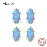 925 Silver Opal Stud Earrings Anti-allergy Fine Jewelry