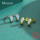 925 Silver Opal Stud Earrings Anti-allergy Fine Jewelry