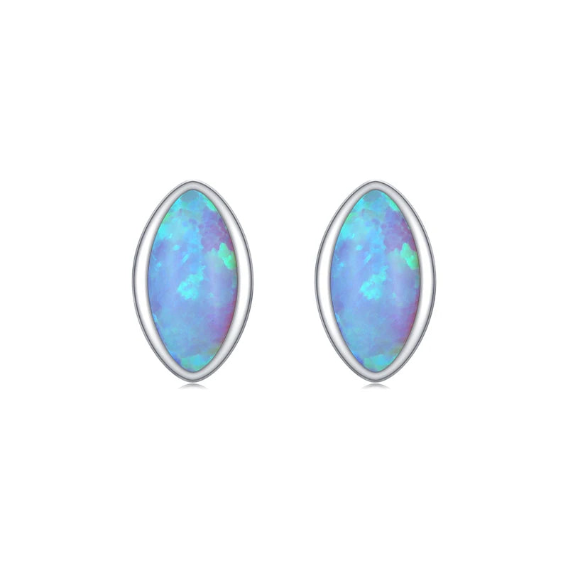 925 Silver Opal Stud Earrings Anti-allergy Fine Jewelry