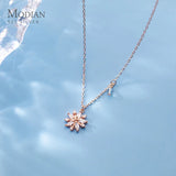925 Sterling Silver CZ Snowflake Necklace Rose Pendant