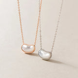 925 Sterling Silver Shell Pearl Platinum Pendant Necklace Women Anniversary