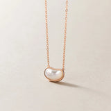 925 Sterling Silver Shell Pearl Platinum Pendant Necklace Women Anniversary