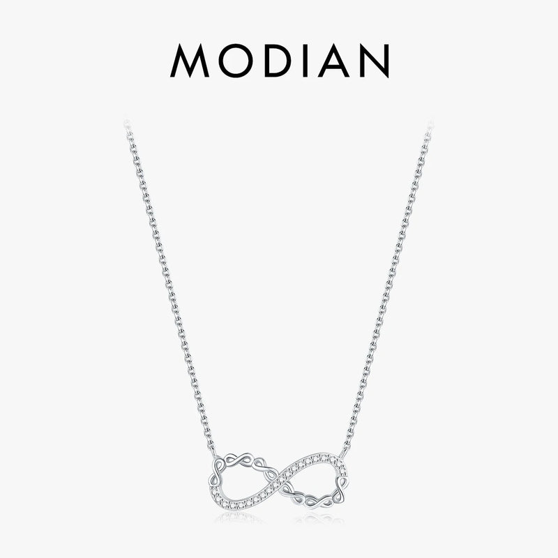 925 Silver Infinite Love Pendant Necklace with Cubic Zirconia for Women