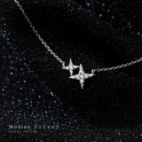 925 Silver Cross Star Pendant Necklace Clear CZ Sparkle Fine Jewelry
