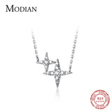 925 Silver Cross Star Pendant Necklace Clear CZ Sparkle Fine Jewelry
