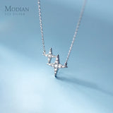 925 Silver Cross Star Pendant Necklace Clear CZ Sparkle Fine Jewelry