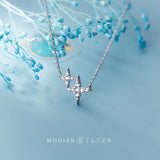 925 Silver Cross Star Pendant Necklace Clear CZ Sparkle Fine Jewelry