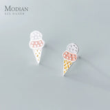 925 Sterling Silver Enamel Ice Cream Stud Earring