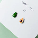 925 Silver Green Enamel Avocado Stud Earrings for Women
