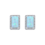 Vintage Opal Ear Studs 925 Silver Gemstone Earrings