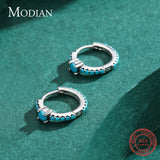 Vintage Turquoise Hoop Earrings 925 Sterling Silver Women Wedding Jewelry